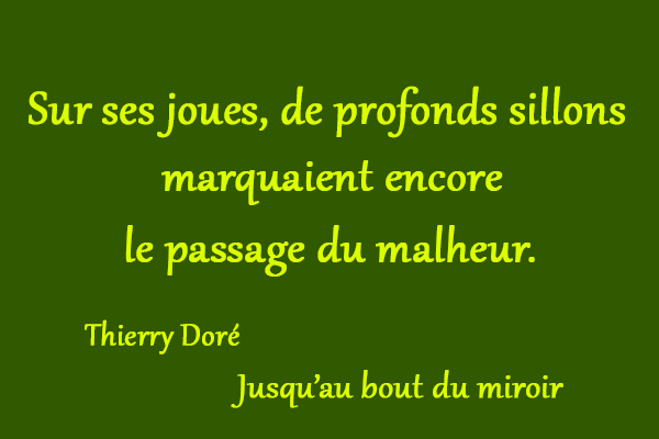 citation Thierry Doré Sur ses joues, de profonds sillons marquaient encore le passage du malheur.